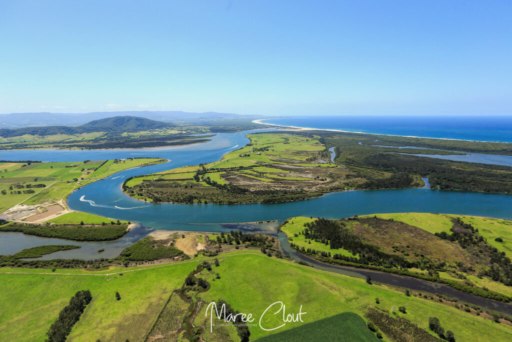 An aerial view of the canal (centre left) connecting the Shoalhaven River (top) with the Crookhaven River (bottom). Photo: Maree Clout