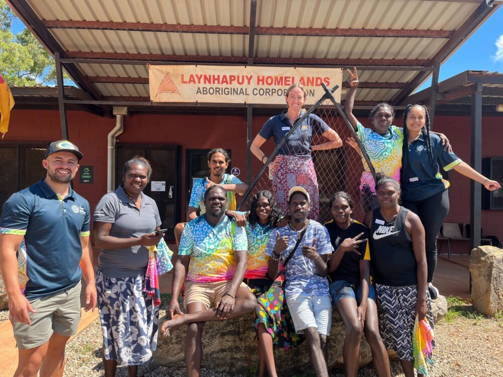 First Nations Foundation’s Larisha Jerome and Jordy Dwyer delivering a financial literacy workshop in Nhulunbuy NT in partnership with Laynhapuy Homelands Aboriginal Corporation