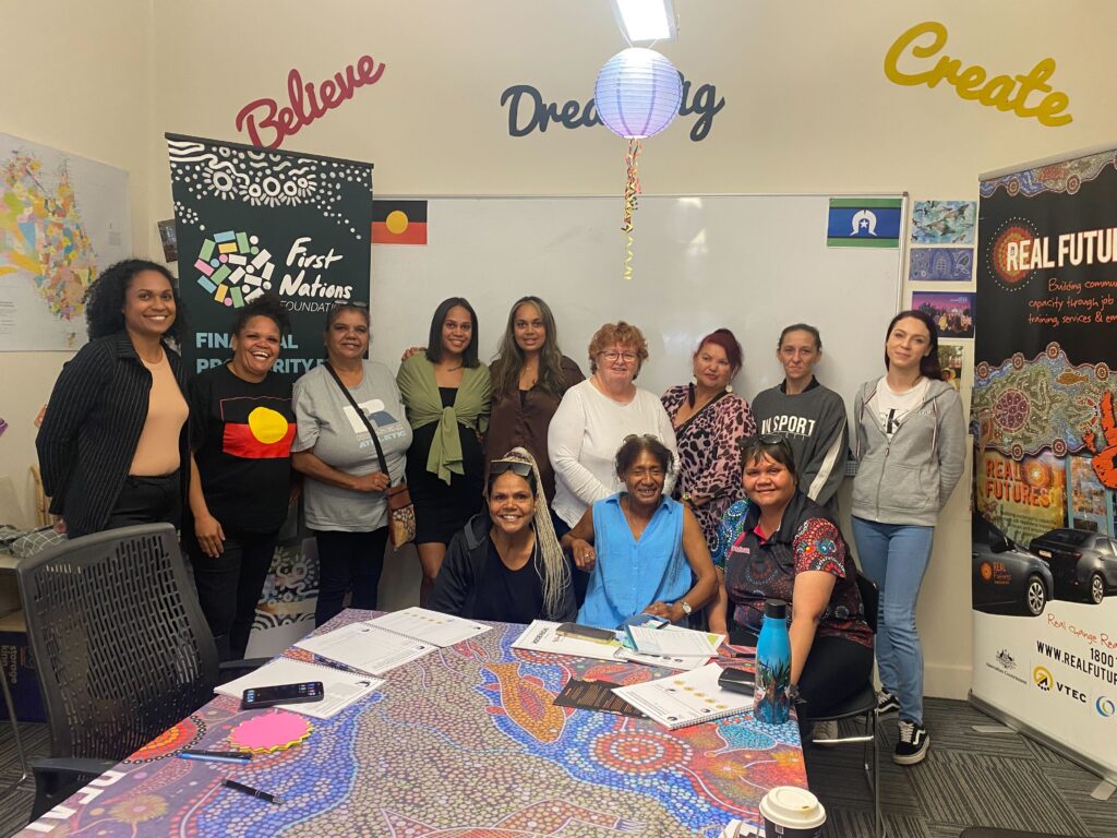First Nations Foundation’s Larisha Jerome and Destiny Dewis delivering a women’s workshop in Darug Country Western Sydney in partnership with Real Future Women’s Second Chance Education Hub. Picture: Supplied