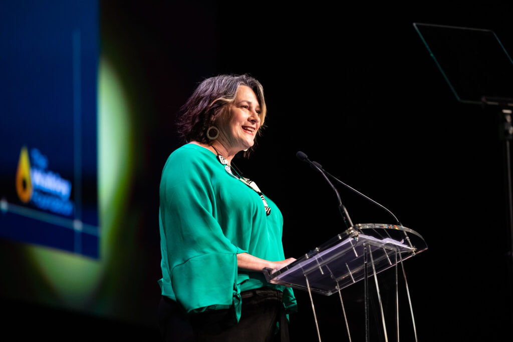 Karen Percy speaking at the Walkley awards last year about ethics. Picture: Supplied 