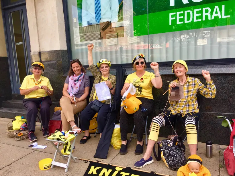 Selen A. Ercan, Fieldwork in Lismore, with the members of the Knitting Nannas against Gas, 2018